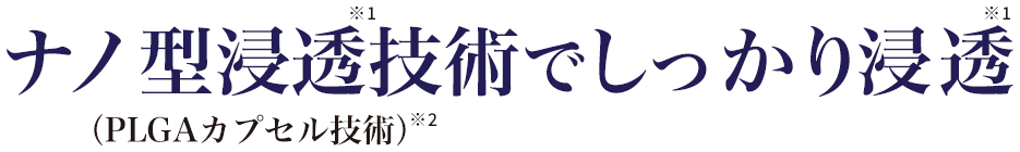 ナノ型浸透技術でしっかり浸透（PLGAカプセル技術）